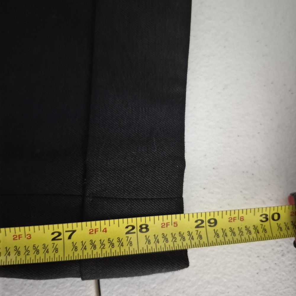 Alfani Wool Dress Pants Mens 34x29 Black Pleated Trousers Cuffed Hem - Picture 7 of 8